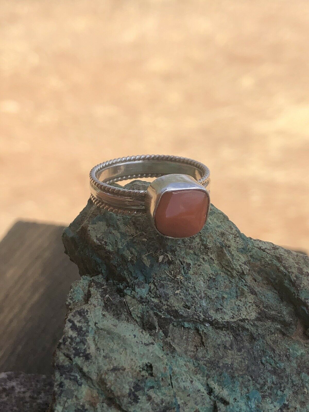Handcrafted Natural Coral & Sterling Silver ring