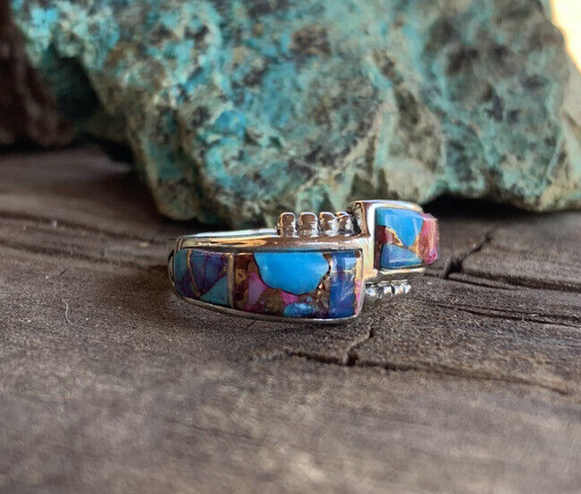 Handcrafted Pink Dream Mojave & Sterling Silver Band