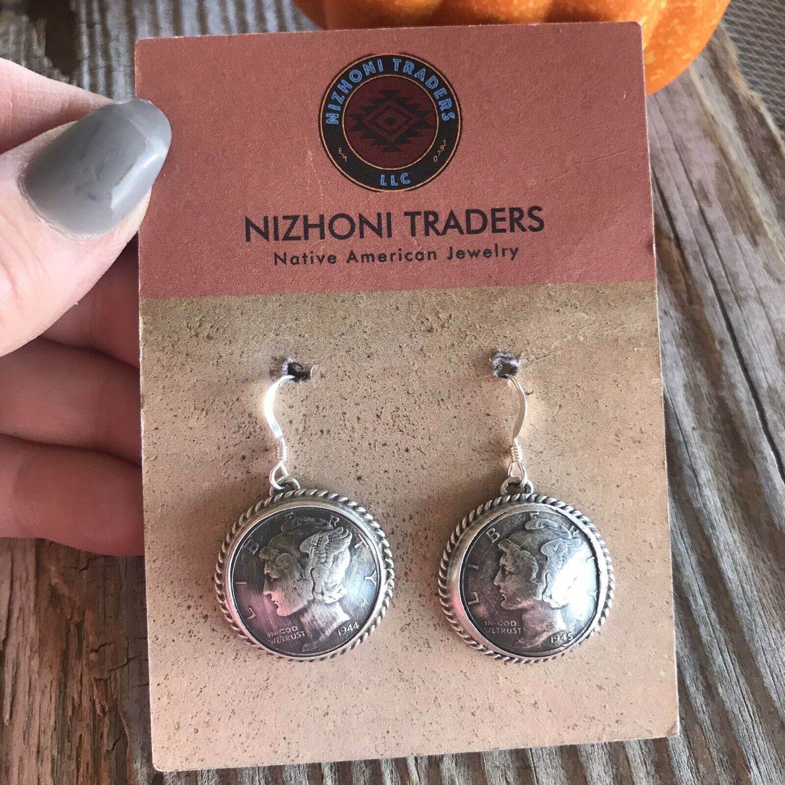 Handcrafted Kee- J Sterling Silver Turquoise Liberty Coin Dangle Earrings