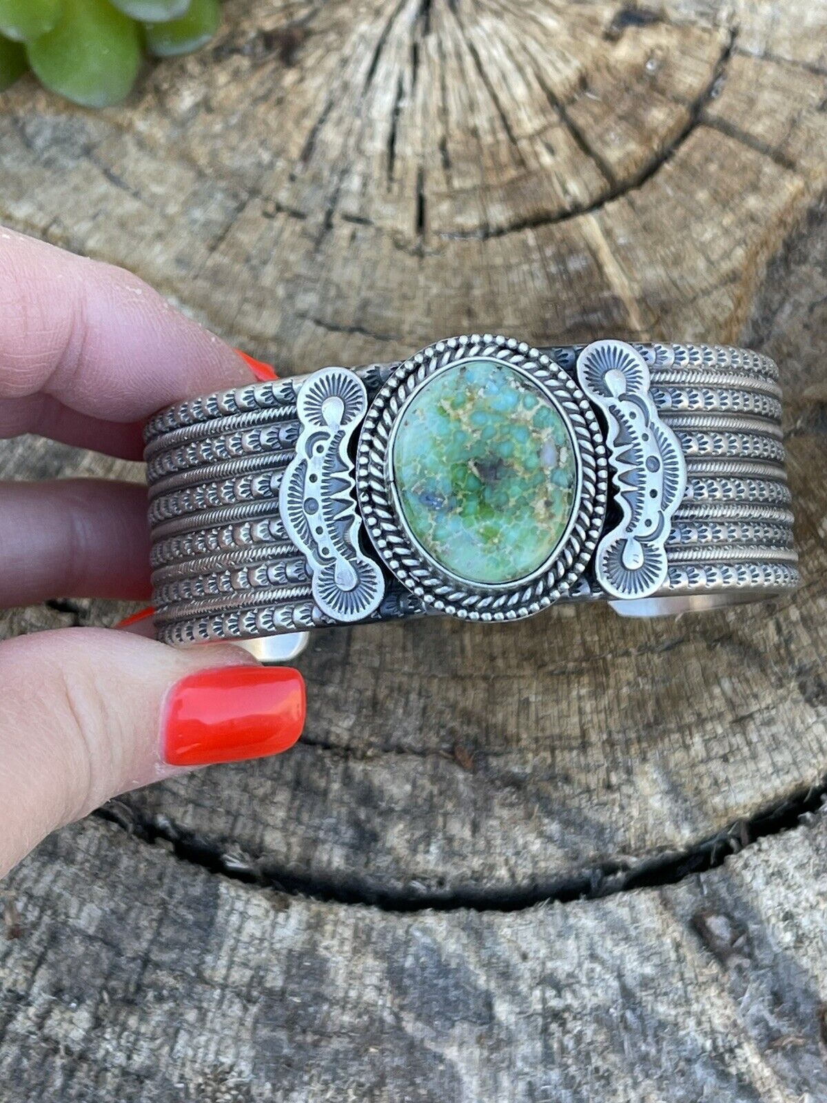 Gorgeous Navajo Sonoran deals Turquoise & Sterling Silver Cuff Bracelet