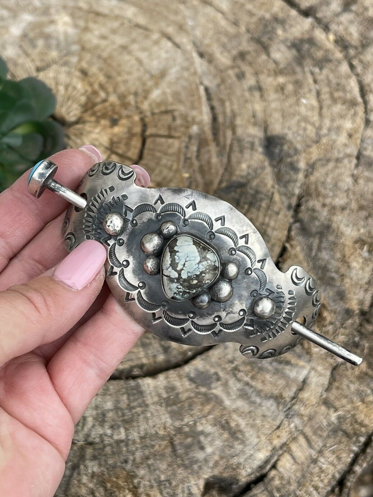 Handcrafted Sterling Silver Golden Hills Turquoise Southwest Hair Accessory