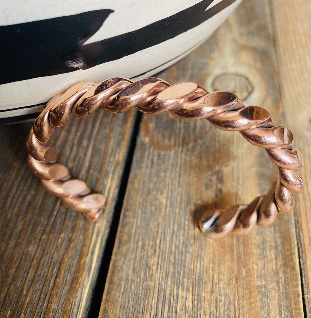 Handcrafted Copper Over Sterling Hand Twisted Cuff Bracelet