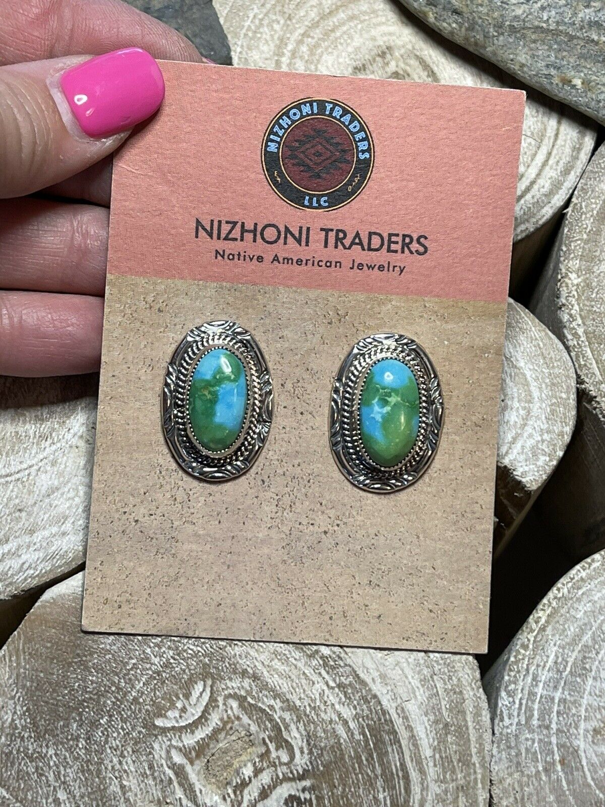 Handcrafted Sonoran Mountain Turquoise & Sterling Silver Stud Earrings