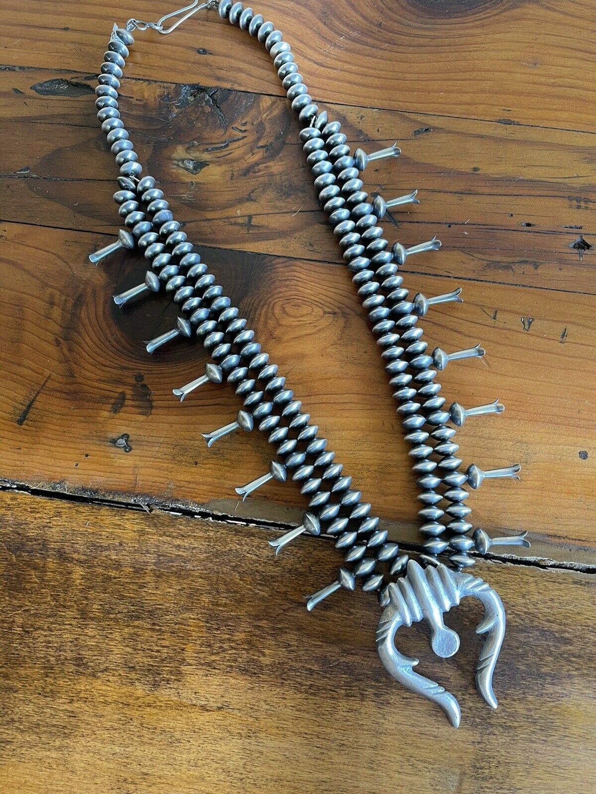 Handcrafted Sterling Silver Squash Naja Blossom Necklace Ruby Haley