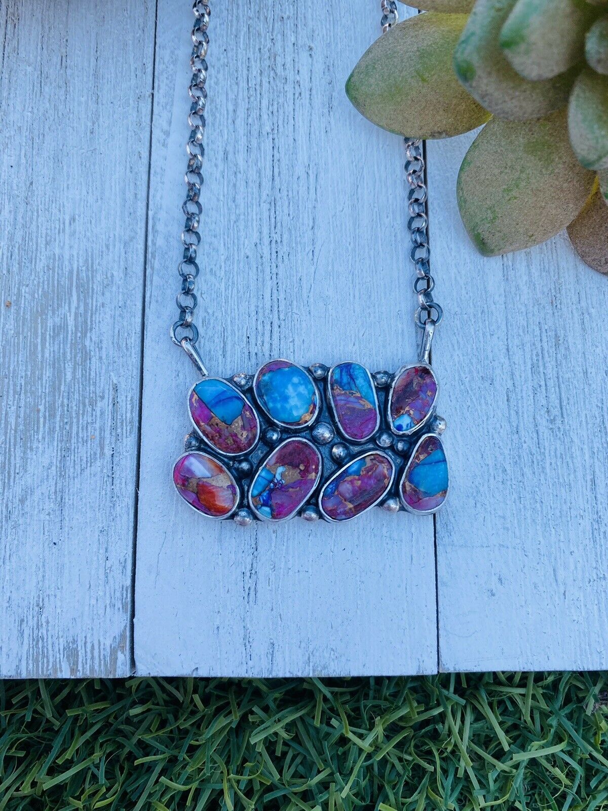 Handcrafted Sterling Silver & Pink Dream Mohave Necklace Signed