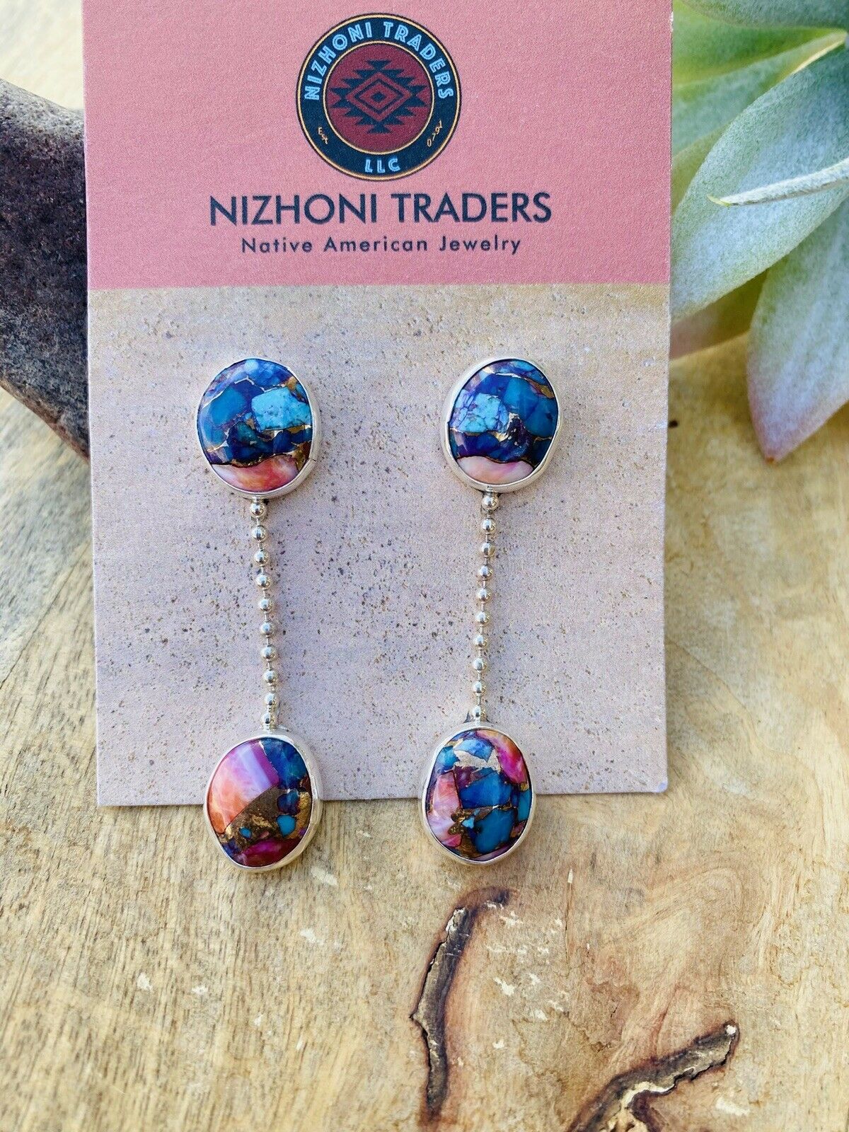 Handcrafted Pink Dream Mohave & Sterling Silver Dangle Earrings