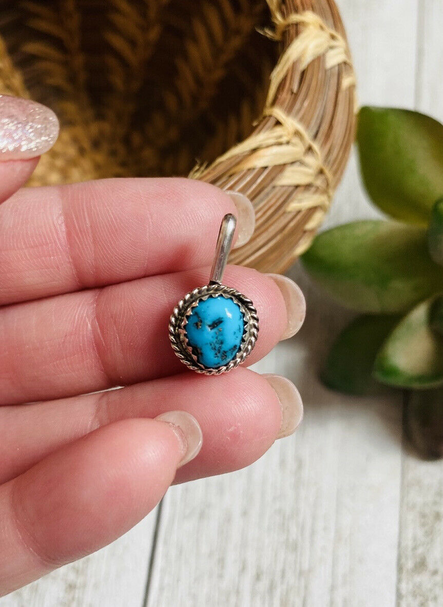 Handcrafted Kingman Turquoise & Sterling Silver Mini Pendant