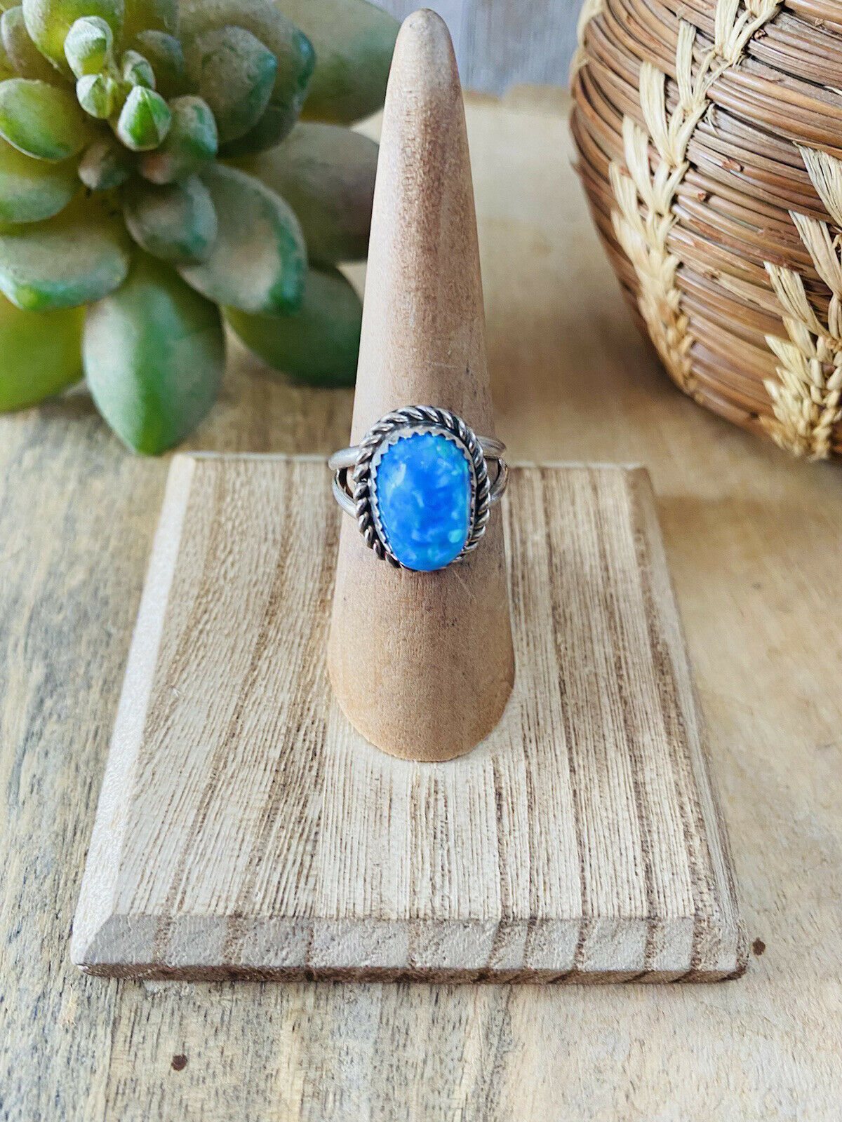 Handcrafted Sterling Silver & Blue Opal Ring