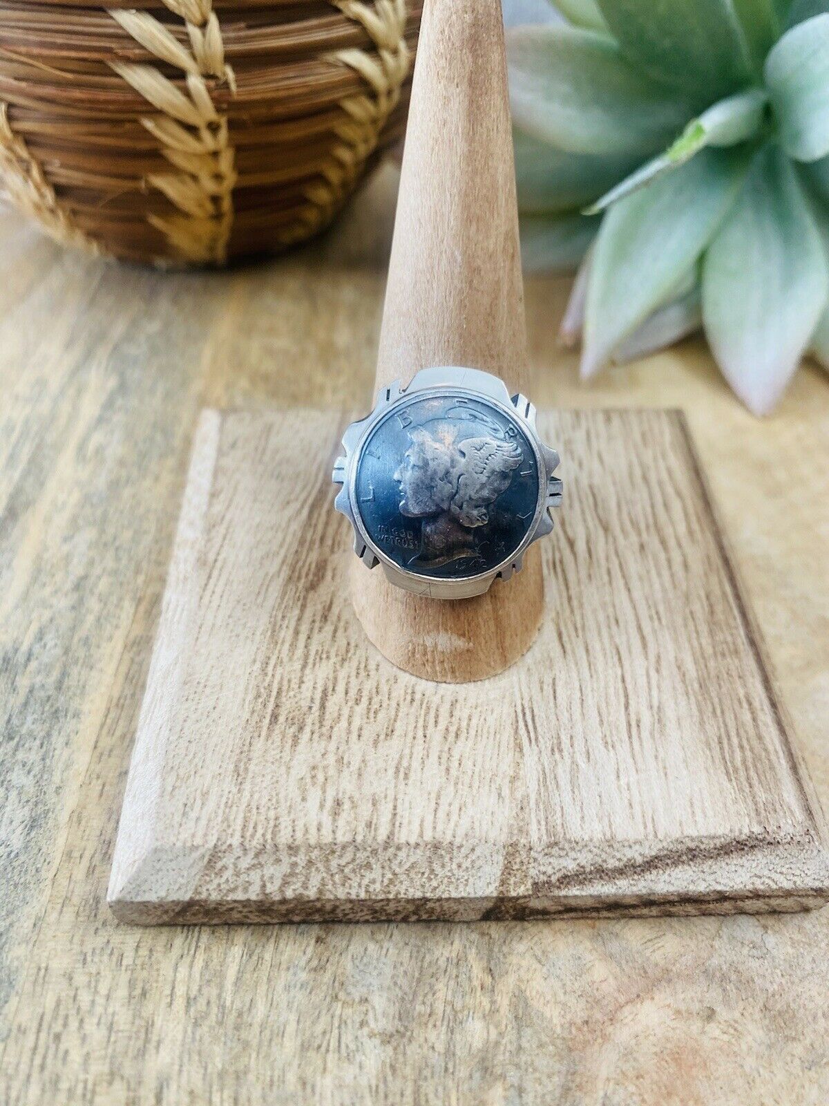 Handcrafted Sterling Silver Liberty Dime Ring