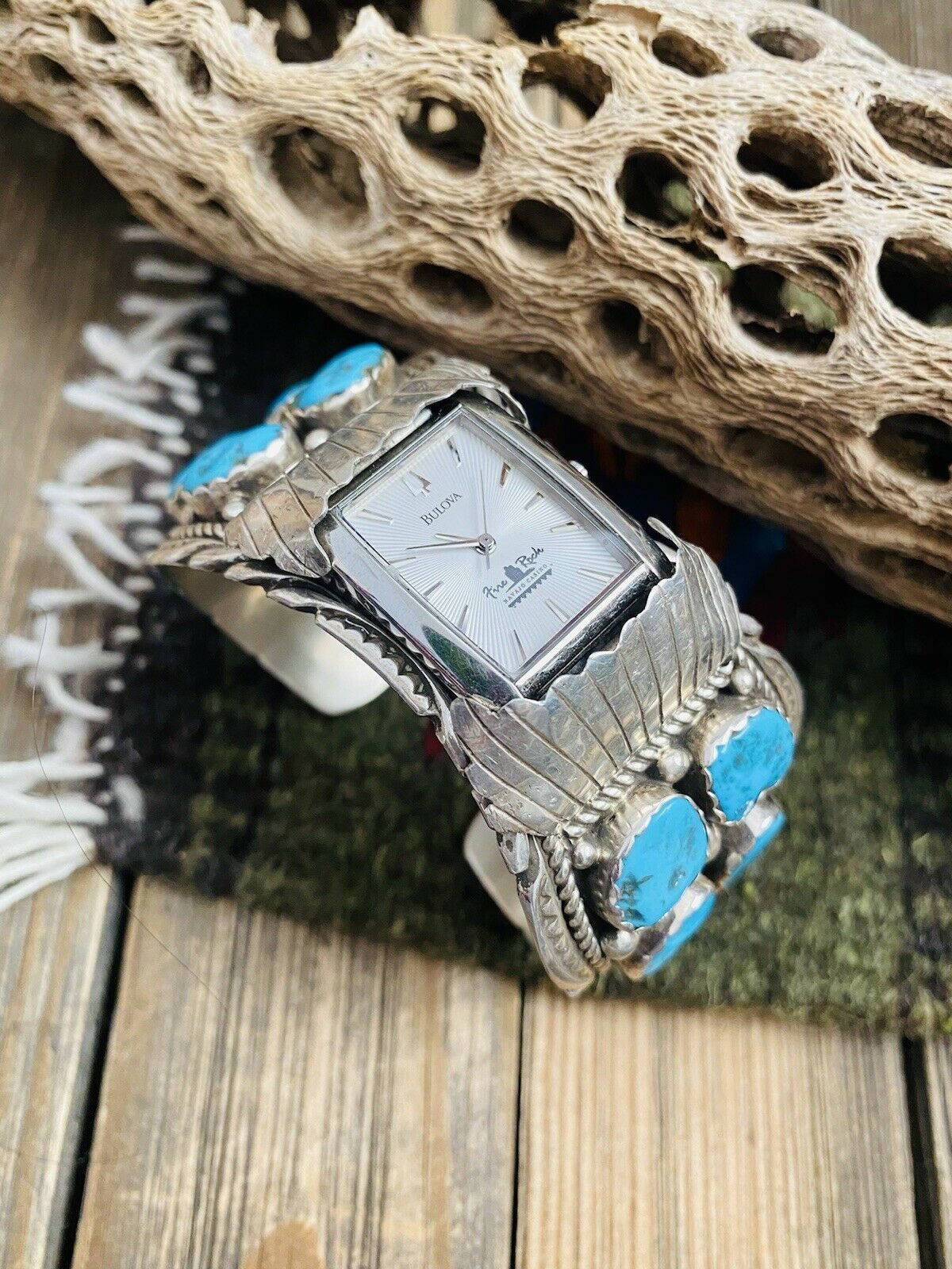Handcrafted Vintage Old Pawn Kingman Turquoise & Sterling Silver Watch
