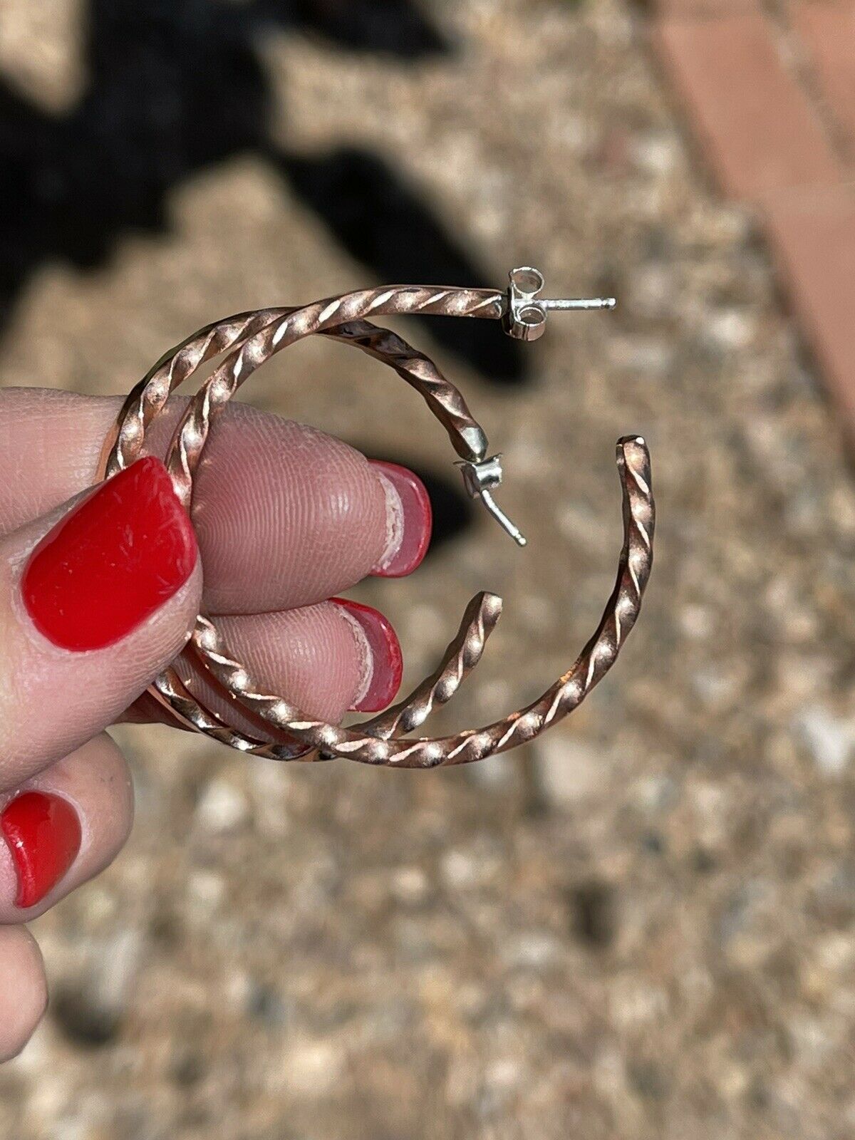 Handcrafted Copper Rope Style Hoop Earrings