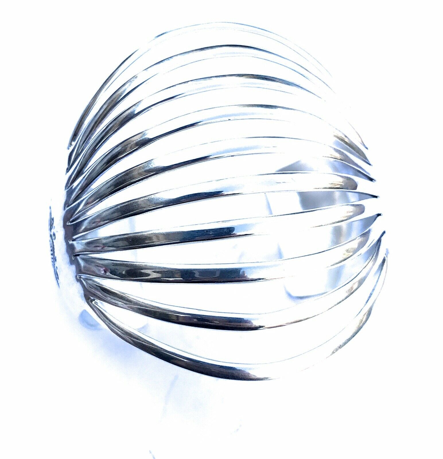 Handcrafted Sterling Silver Hand Stamped Bracelet Cuff Signed GS