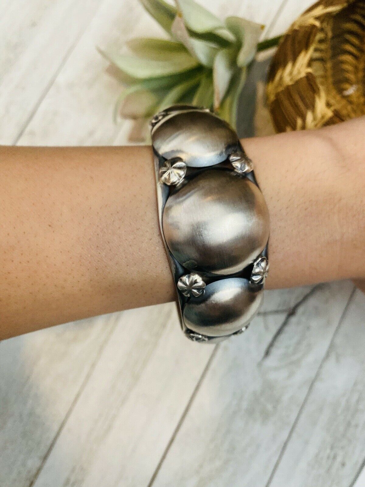 Handcrafted Sterling Silver Concho Cuff Bracelet By Emerson Thompson