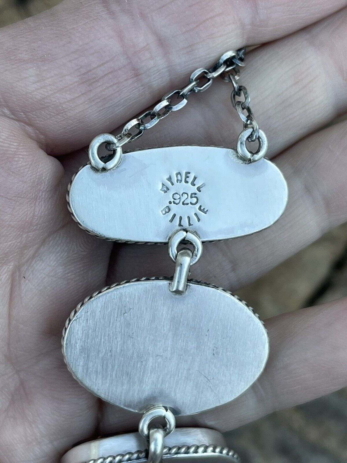 Navajo Sterling Silver Spiny Drop Necklace By Wydell Billie