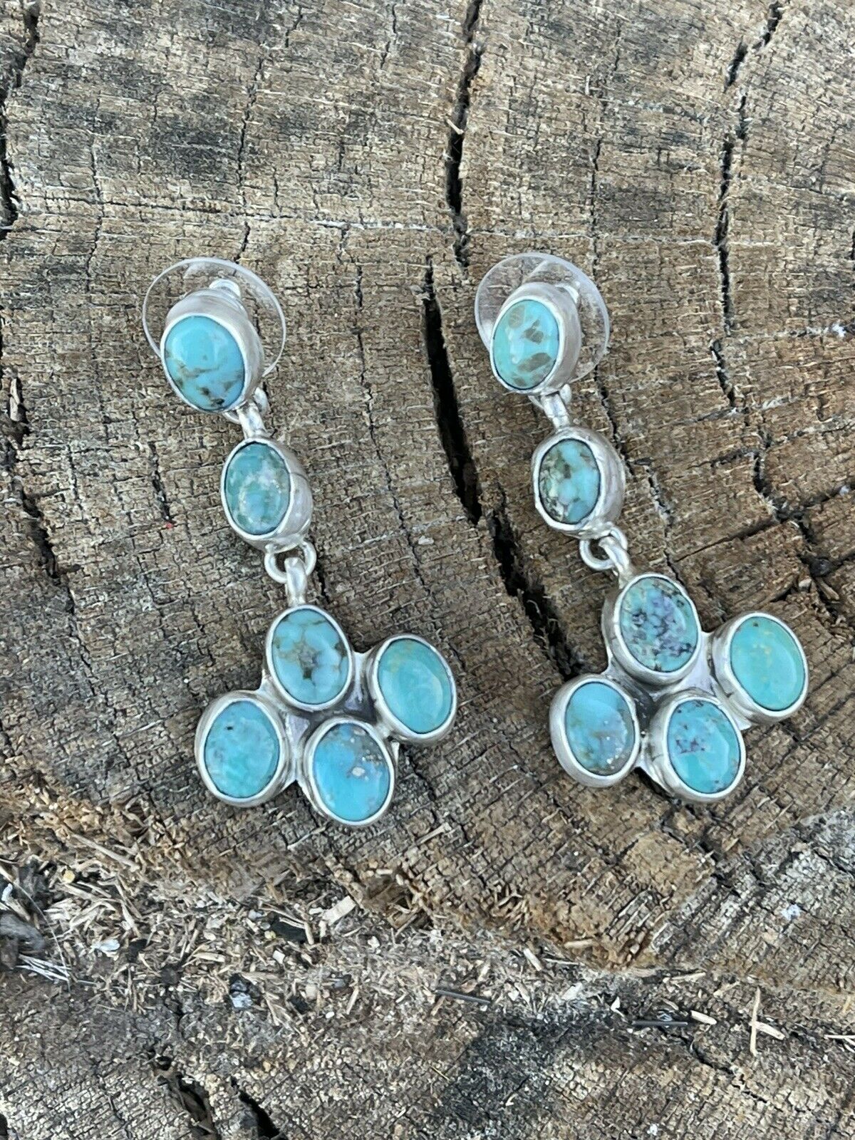 Handcrafted Sterling Silver Royston Turquoise Dangle Earrings