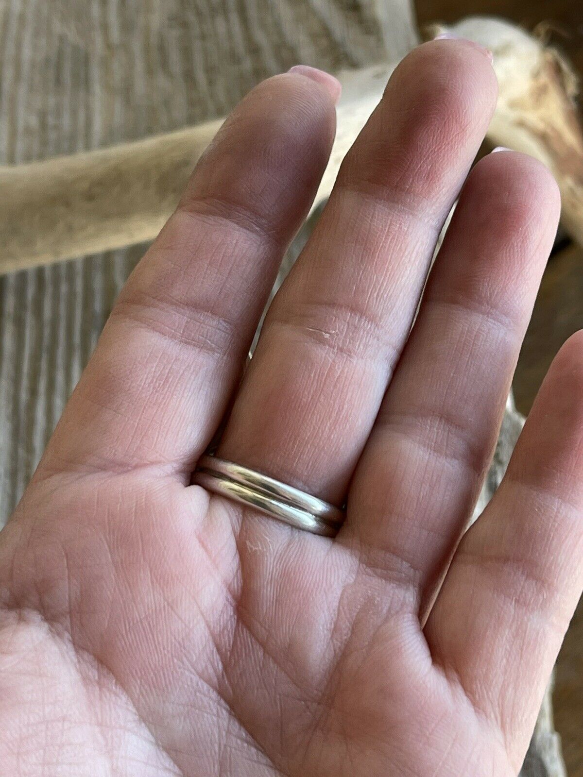 Handcrafted Sterling Silver & Royston Turquoise Scroll Petal Ring Size 8. Signed