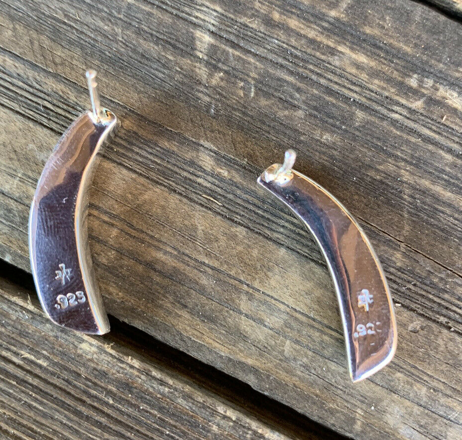 Handcrafted Pink Dream Mohave & Sterling Silver Crescent Stud Earrings