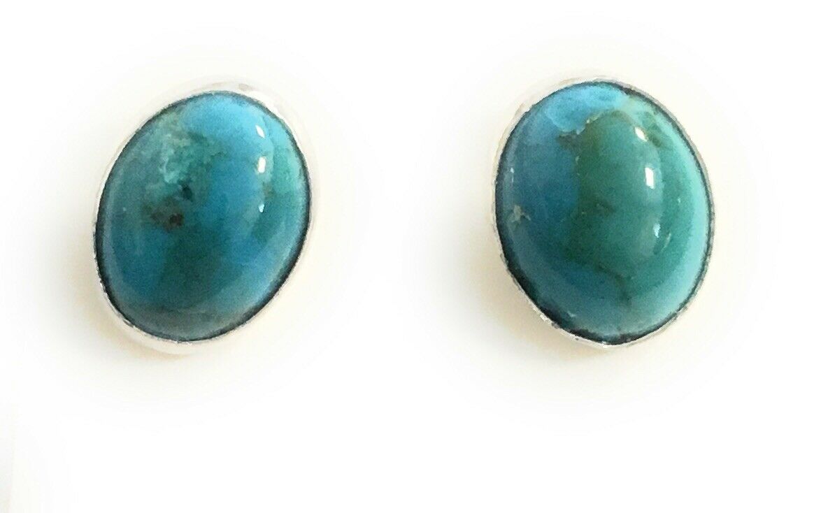 Handcrafted Beautiful Turquoise And Sterling Silver Studs