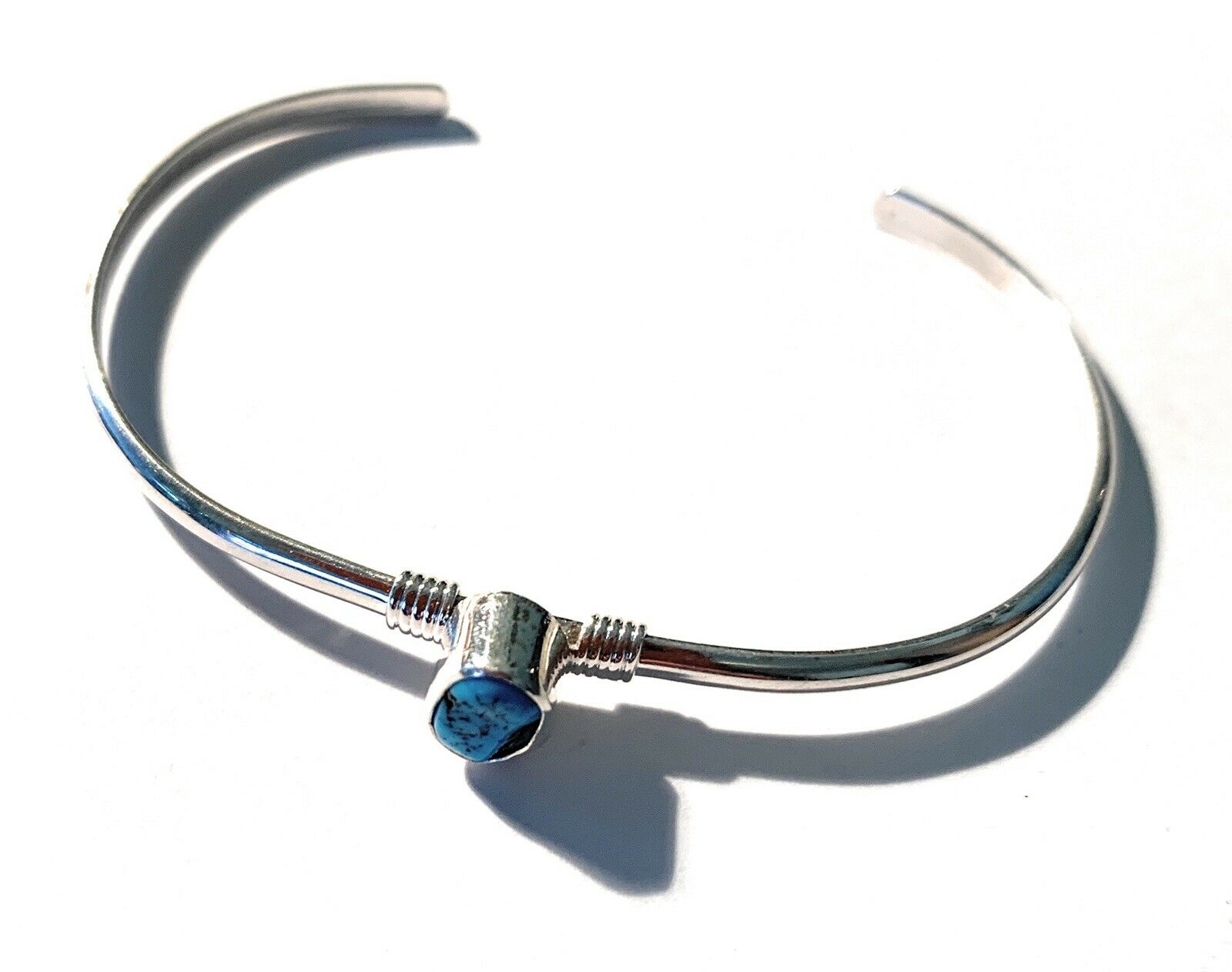 Handcrafted Kingman Turquoise & Sterling Silver Petite cuff Bracelet