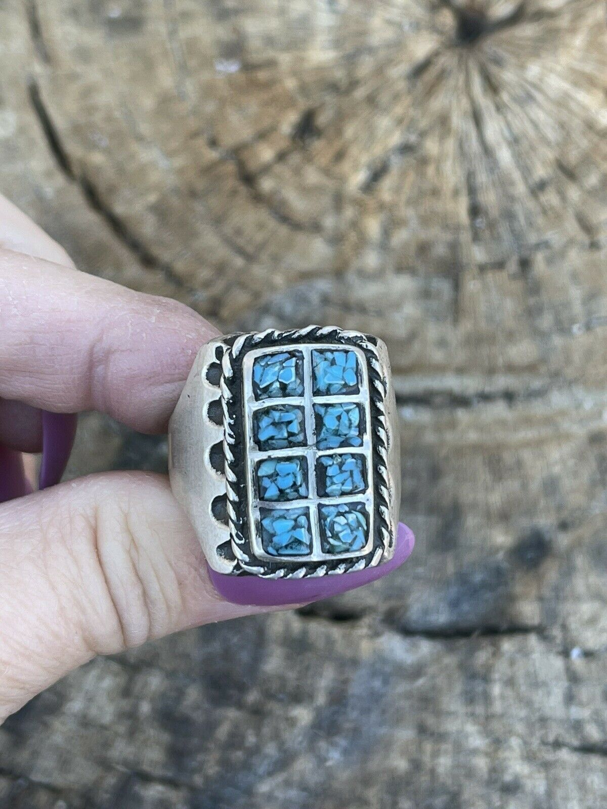 Handcrafted Unisex Turquoise Sterling Silver Statement Ring Sz 10.5