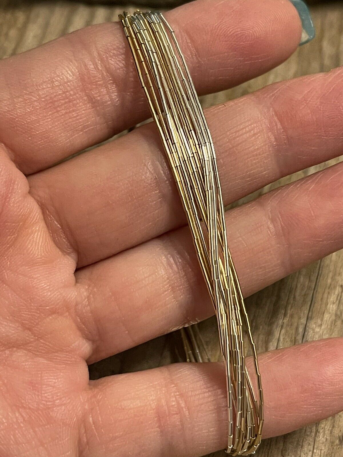 Handcrafted Delicate Liquid Silver Two Tone Bracelet