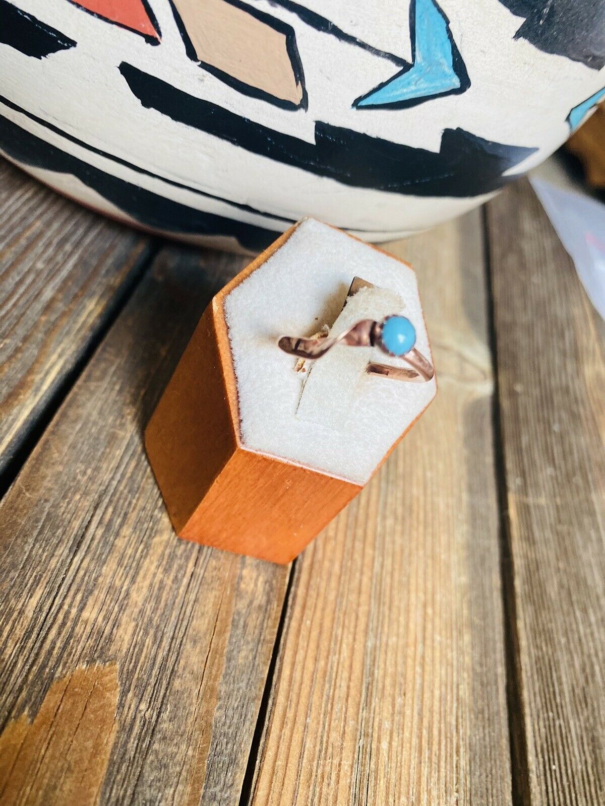 Handcrafted Copper Over Sterling & Turquoise Ring