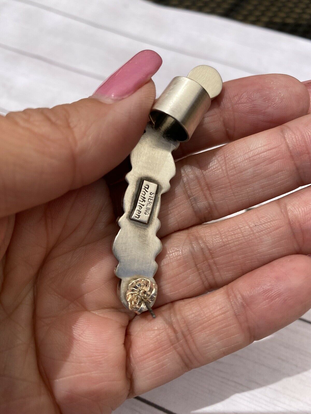 Handcrafted Sterling Silver & Spiny Oyster Cuff Earrings Signed