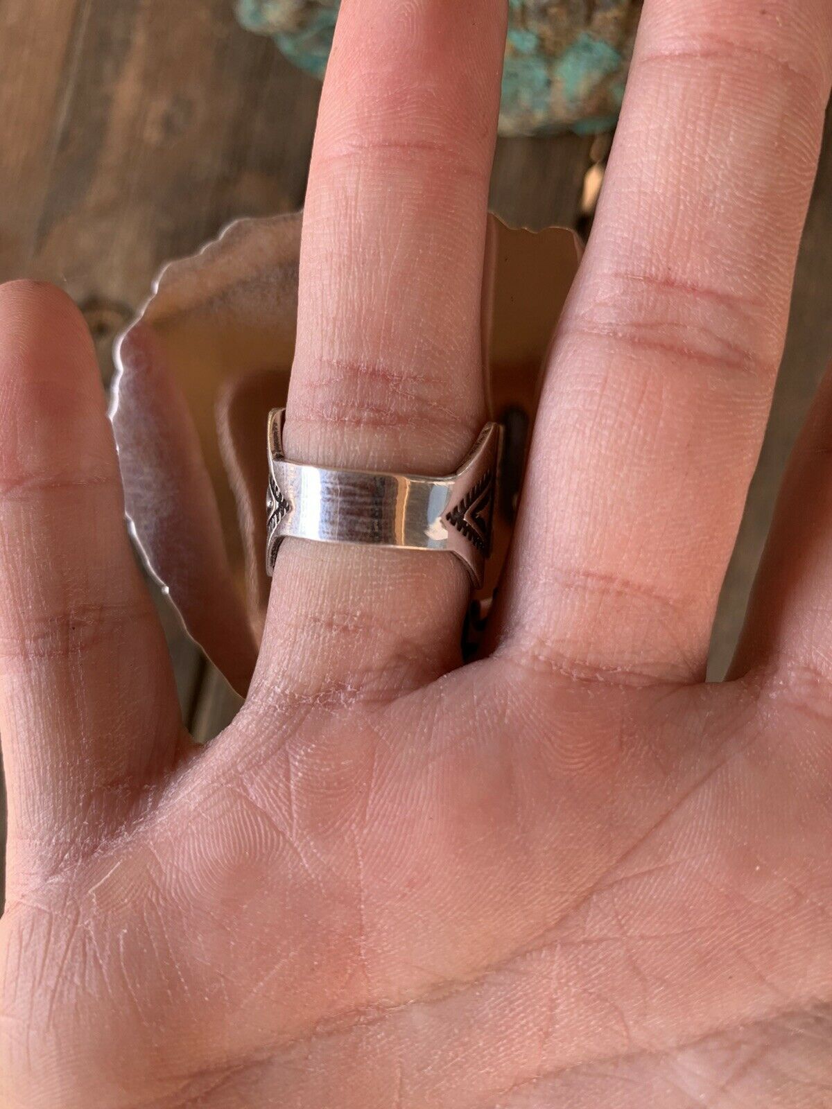 Handcrafted Sleeping Beauty Turquoise & Bumble Bee Cluster Heart Ring Size 6.25