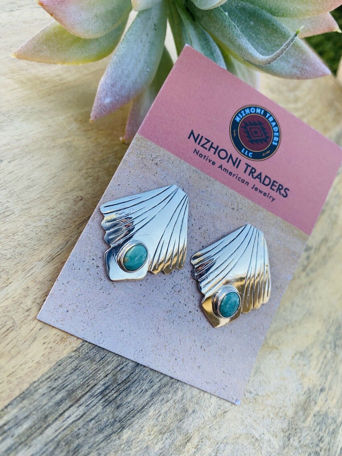 Handcrafted Turquoise & Sterling Silver Post Earrings