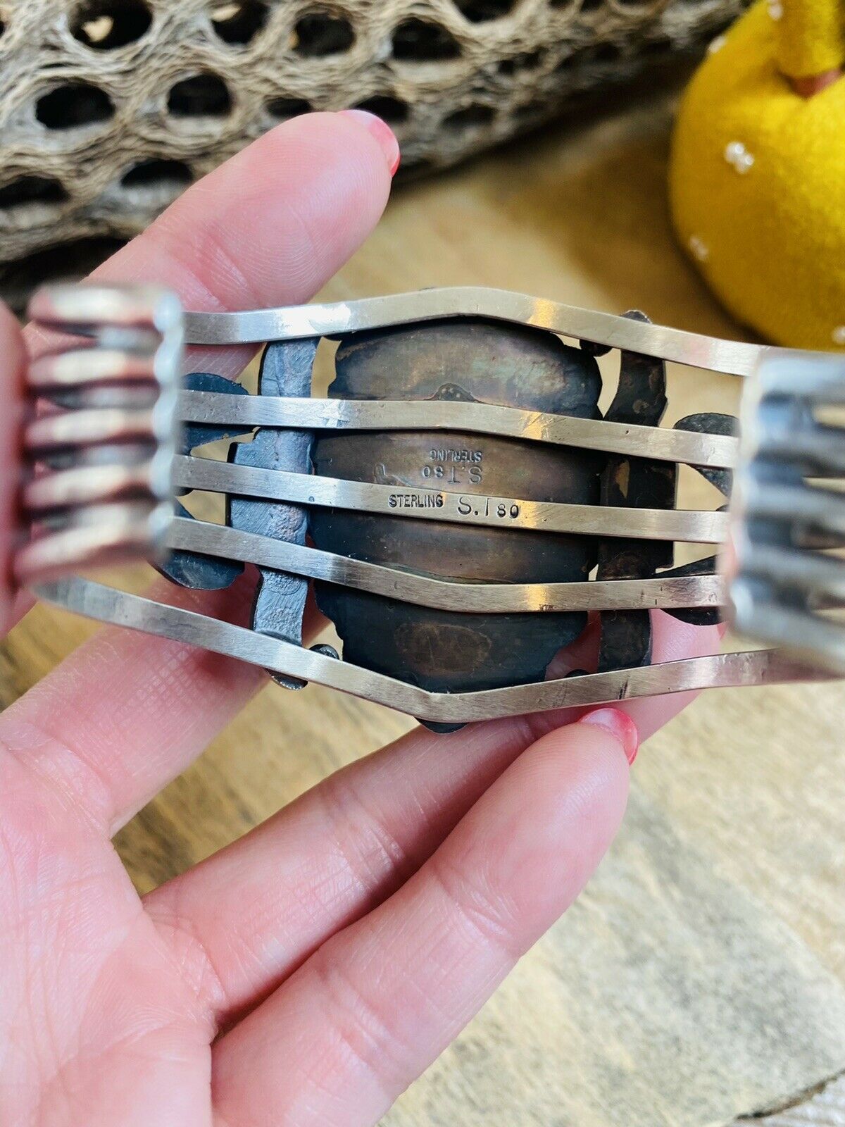 Handcrafted Turquoise & Sterling Silver Cuff Bracelet By Sheila Tso