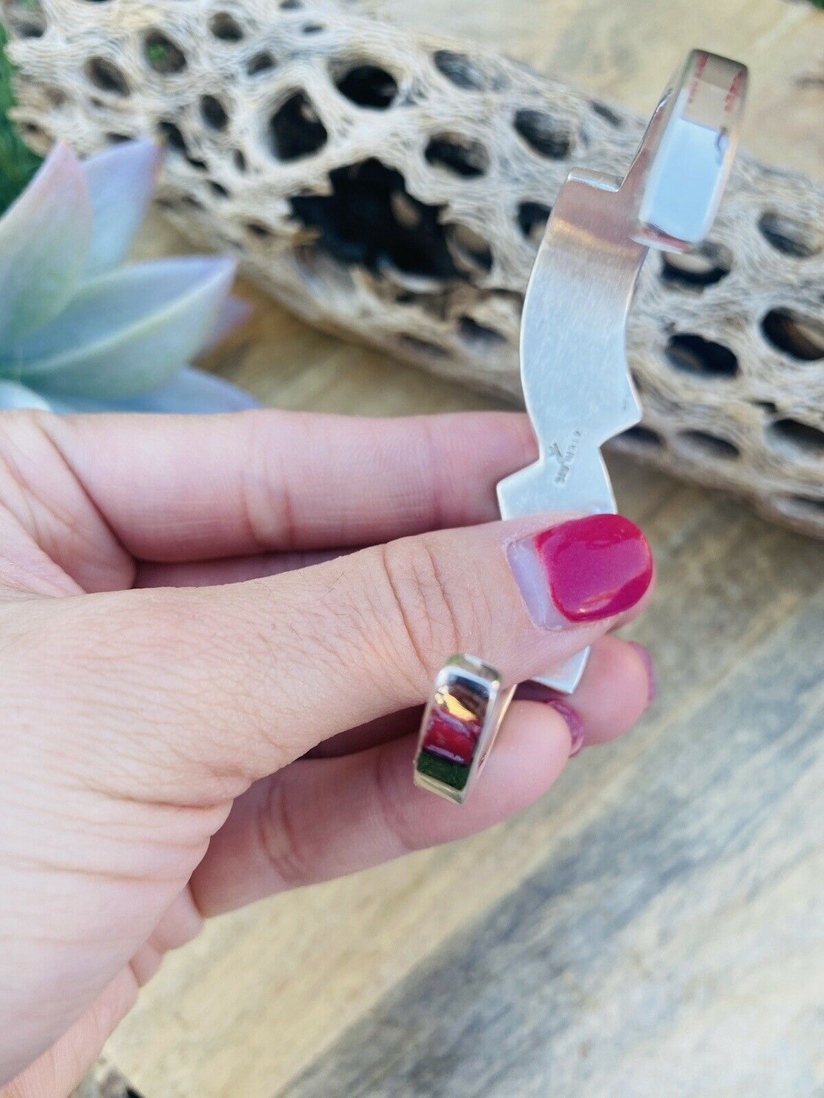 Handcrafted Sonoran Mountain Turquoise & Sterling Silver Inlay Cuff Bracelet /