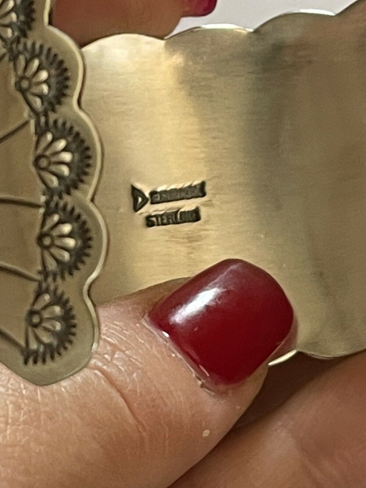 Stunning Turquoise Cluster & Sterling Silver Cuff Signed /