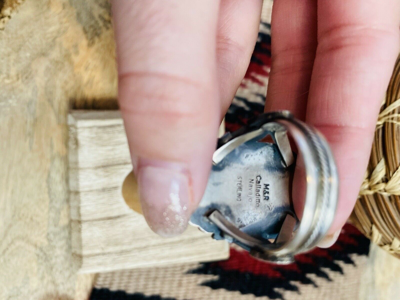 Handcrafted Royston Turquoise & Sterling Silver Ring Size 12