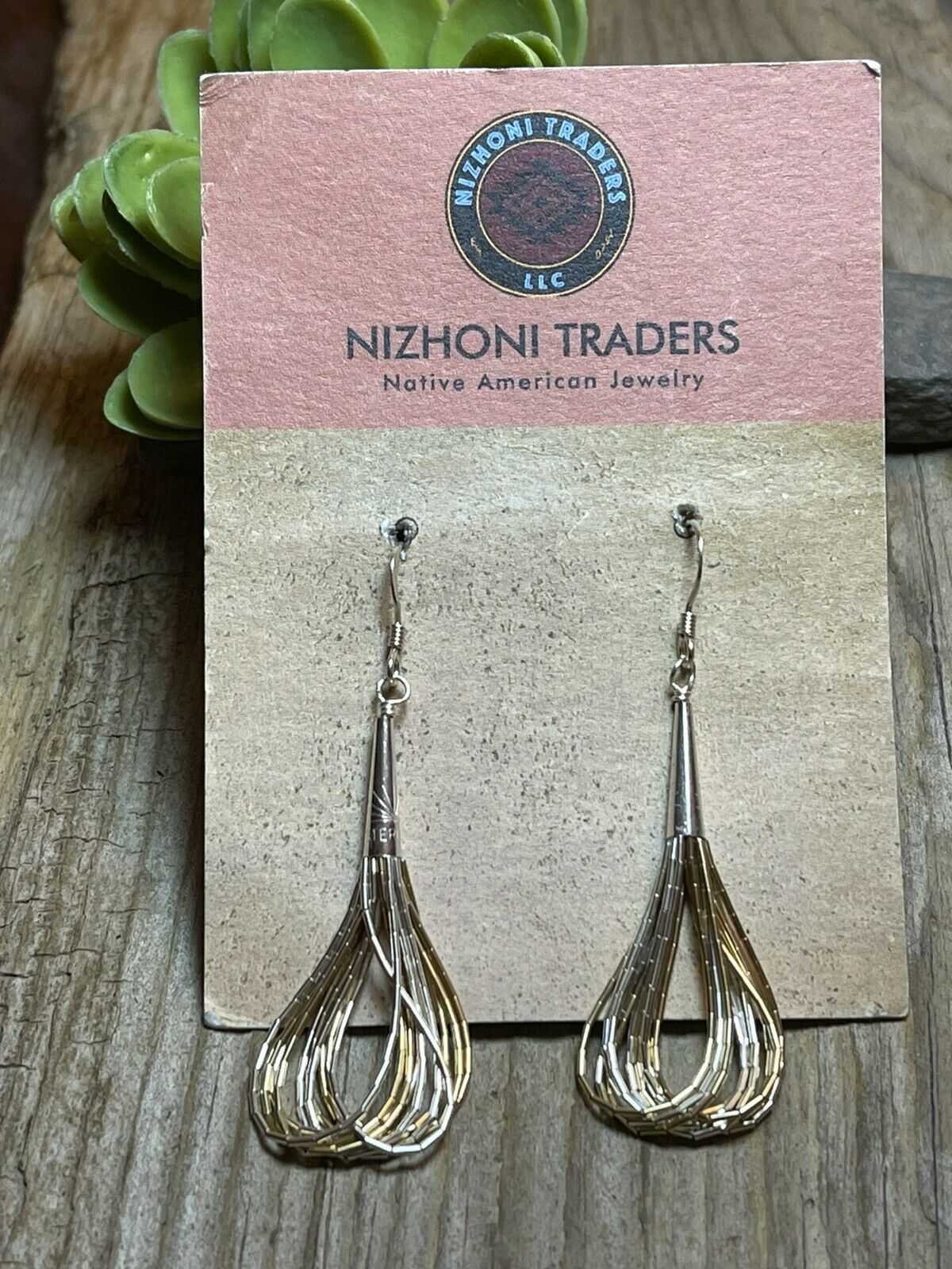 Handcrafted Delicate Sterling Liquid Silver Two Tone Dangle Earrings