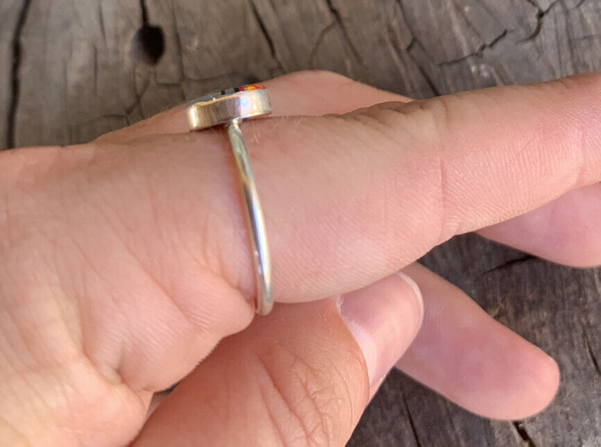 Handcrafted Sun face Multi Stone Inlay Opal Ring