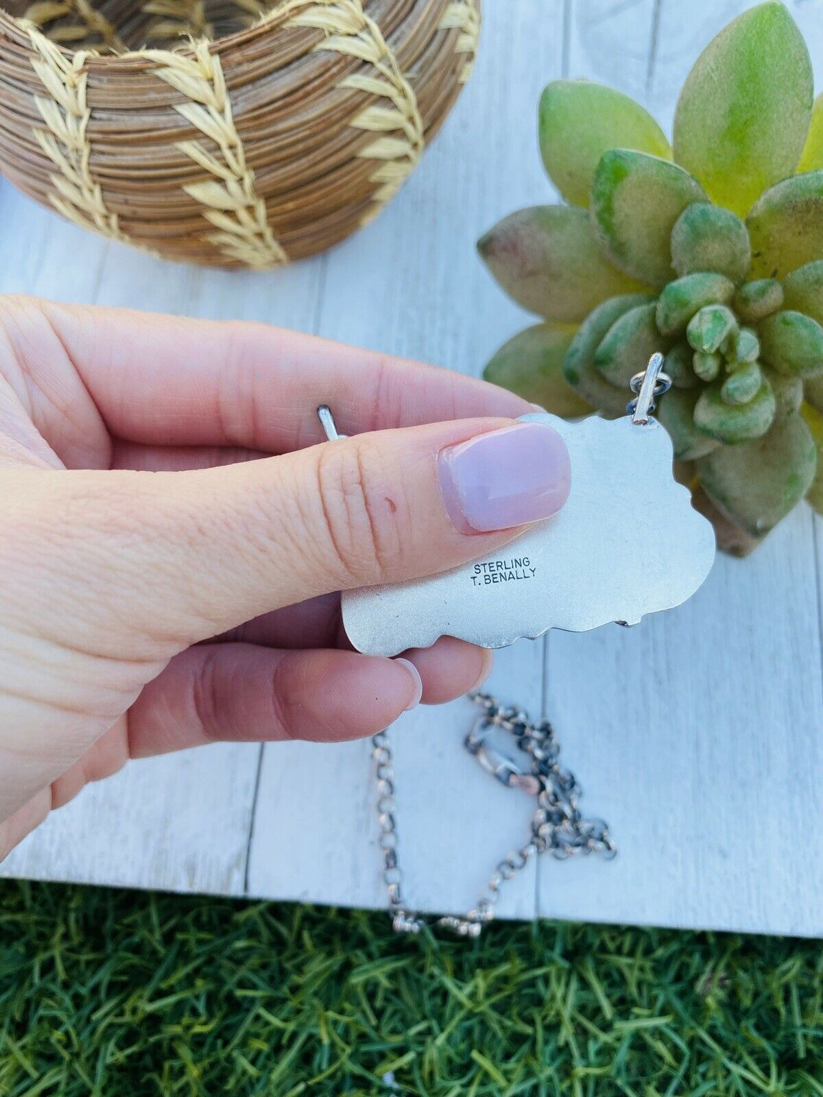 Handcrafted Sterling Silver & Pink Dream Mohave Necklace Signed