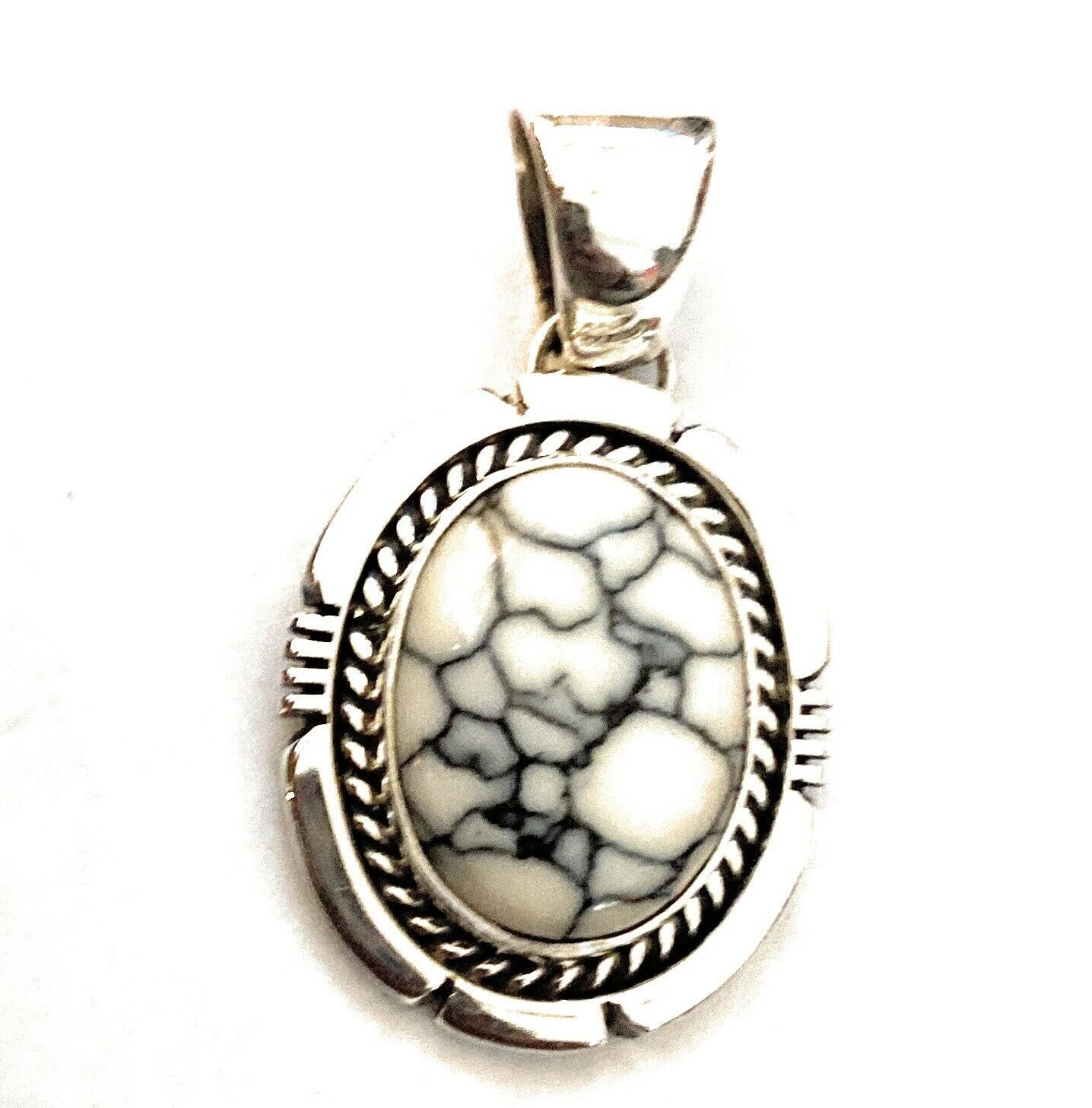 Handcrafted Sterling Silver & White Gibbsite Pendant