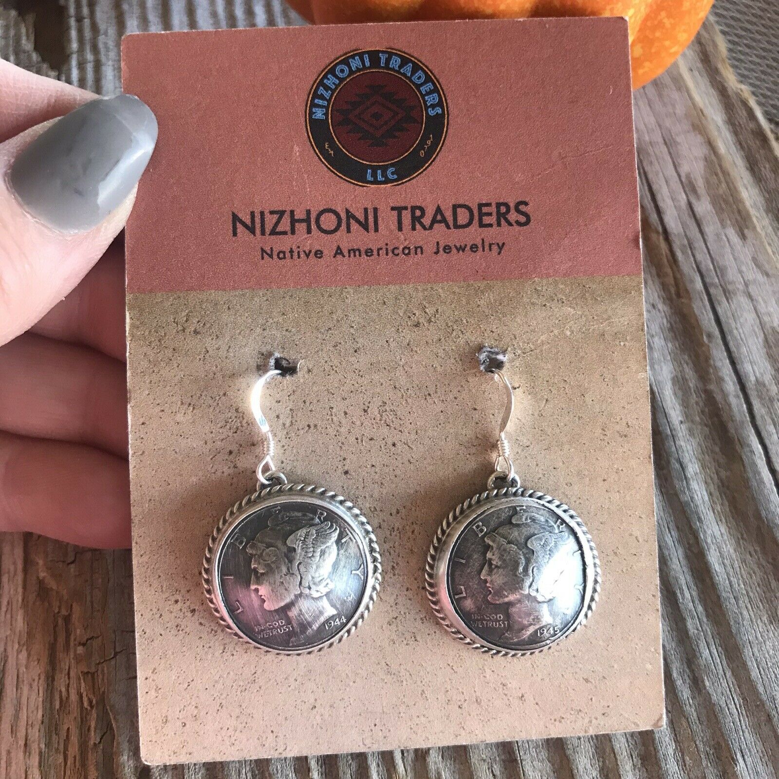 Handcrafted Kee- J Sterling Silver Turquoise Liberty Coin Dangle Earrings