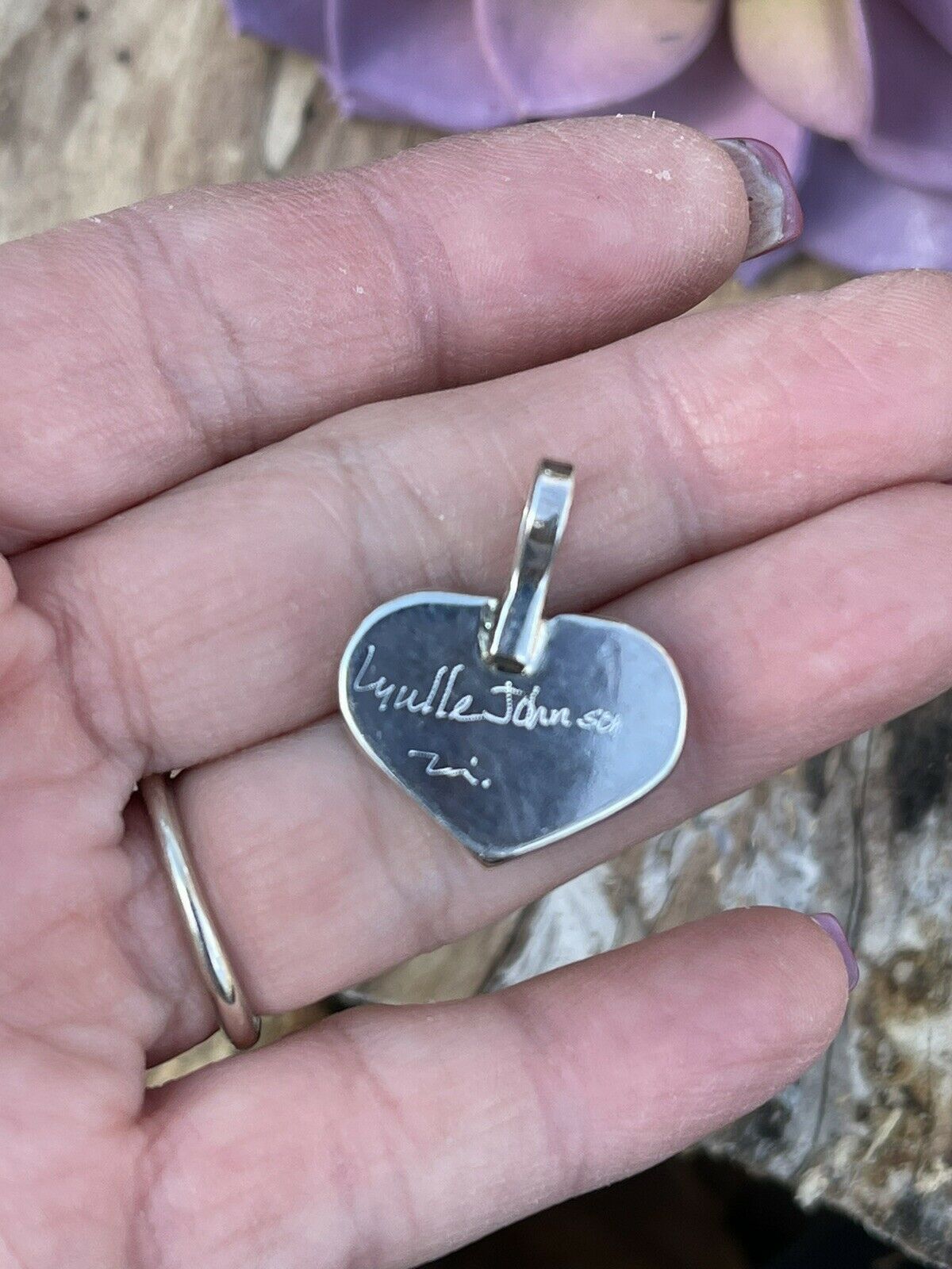 Handcrafted Iridescent White Opal & Sterling Silver Heart Pendant