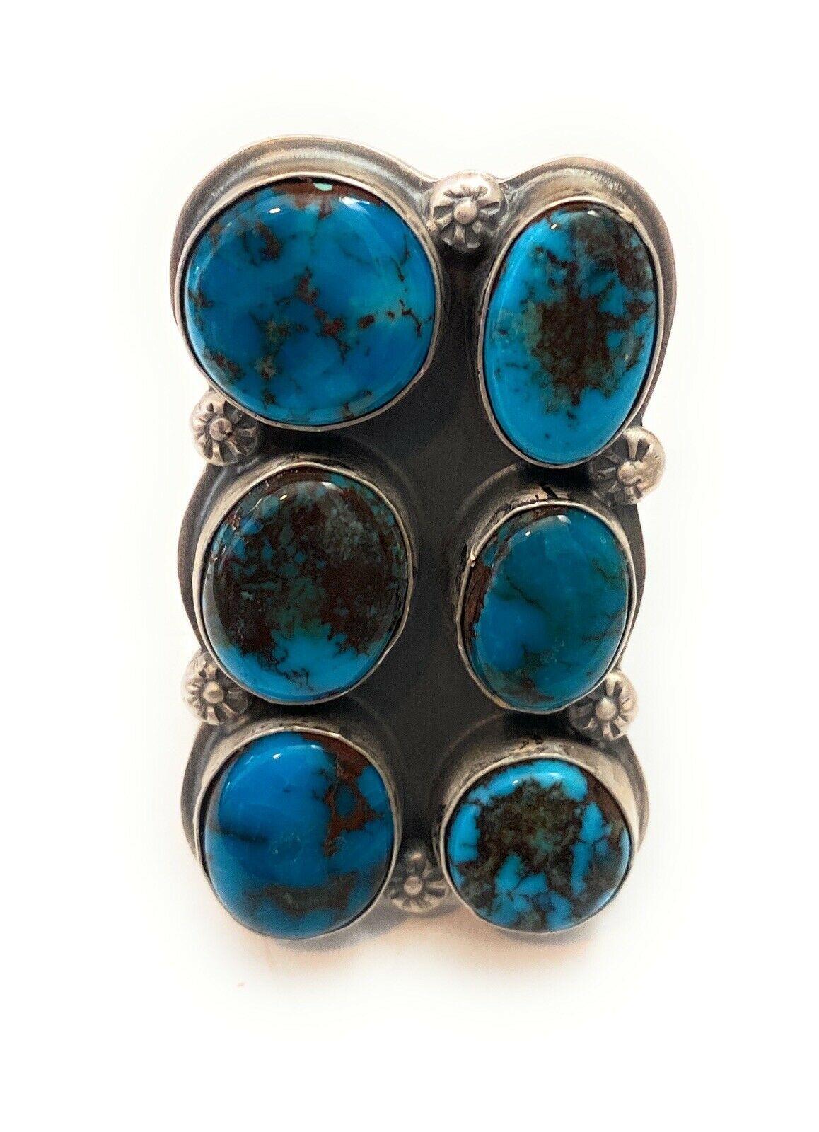 Handcrafted Kingman Turquoise & Sterling Silver Adjustable Ring Signed