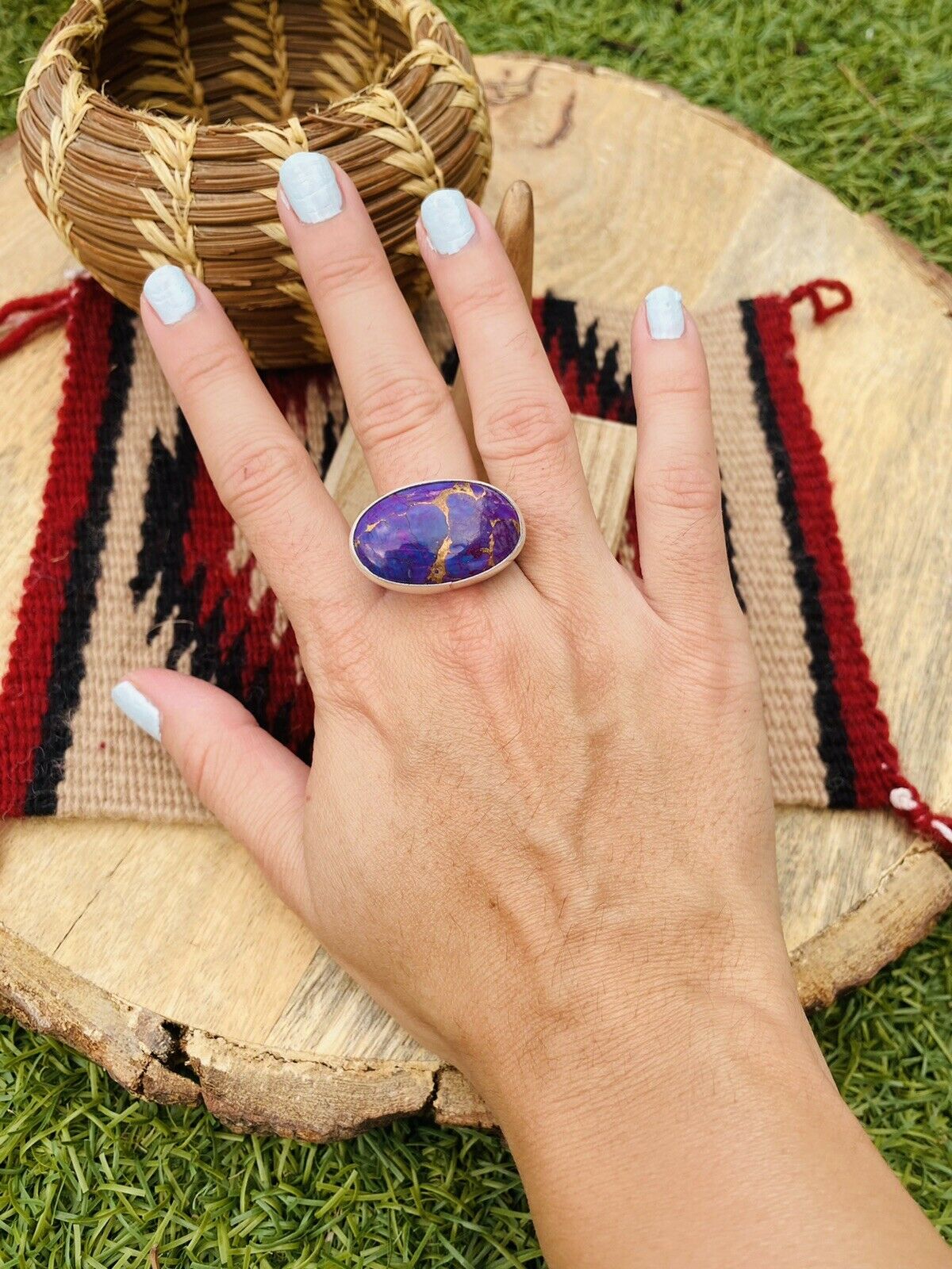 Handcrafted Purple Dream Mohave & Sterling Silver Adjustable Ring