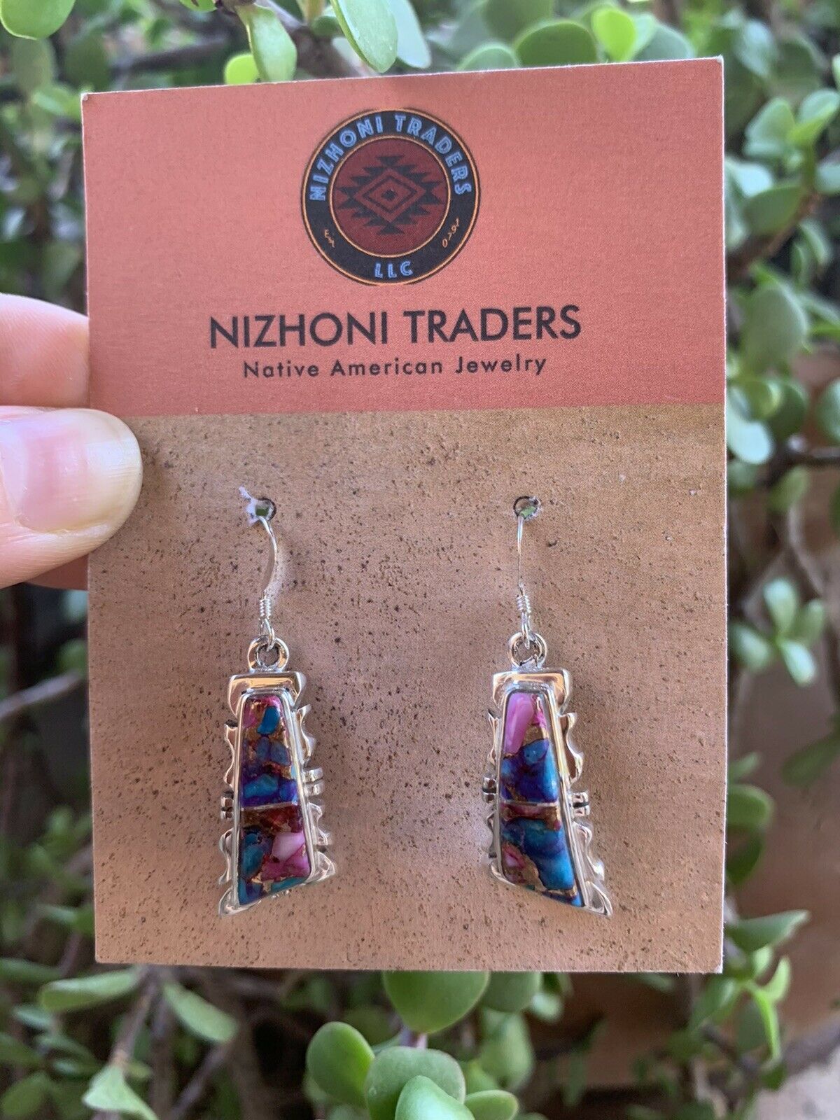 Handcrafted Pink Dream Mohave Sterling Silver Wavy Dangle Earrings