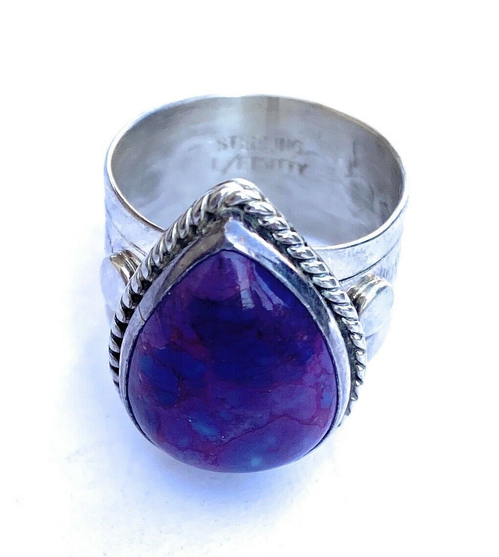 Handcrafted Purple Kingman Turquoise & Sterling Silver Ring Size 5.5