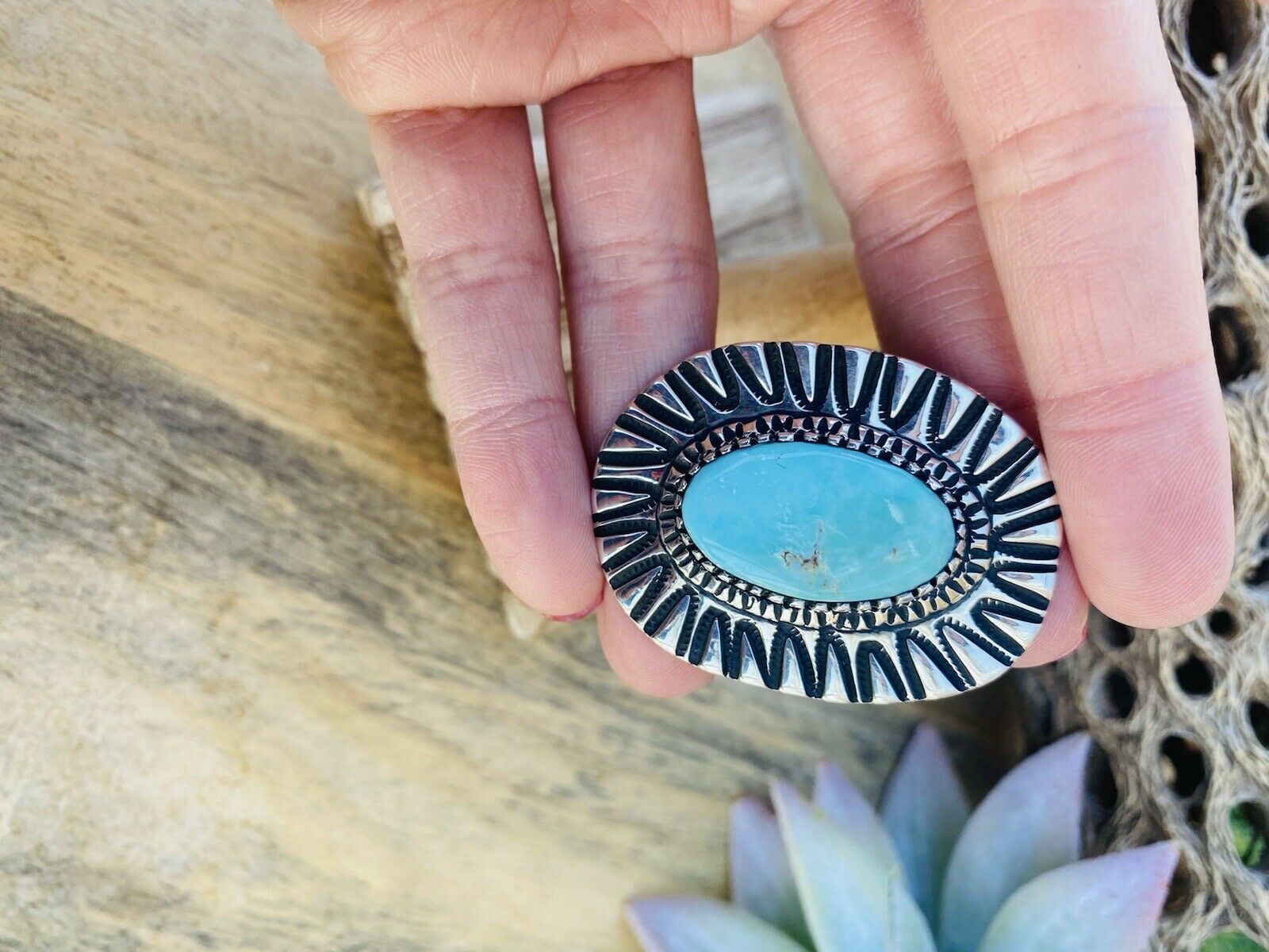 Handcrafted Royston Turquoise & Sterling Silver Ring Size 10