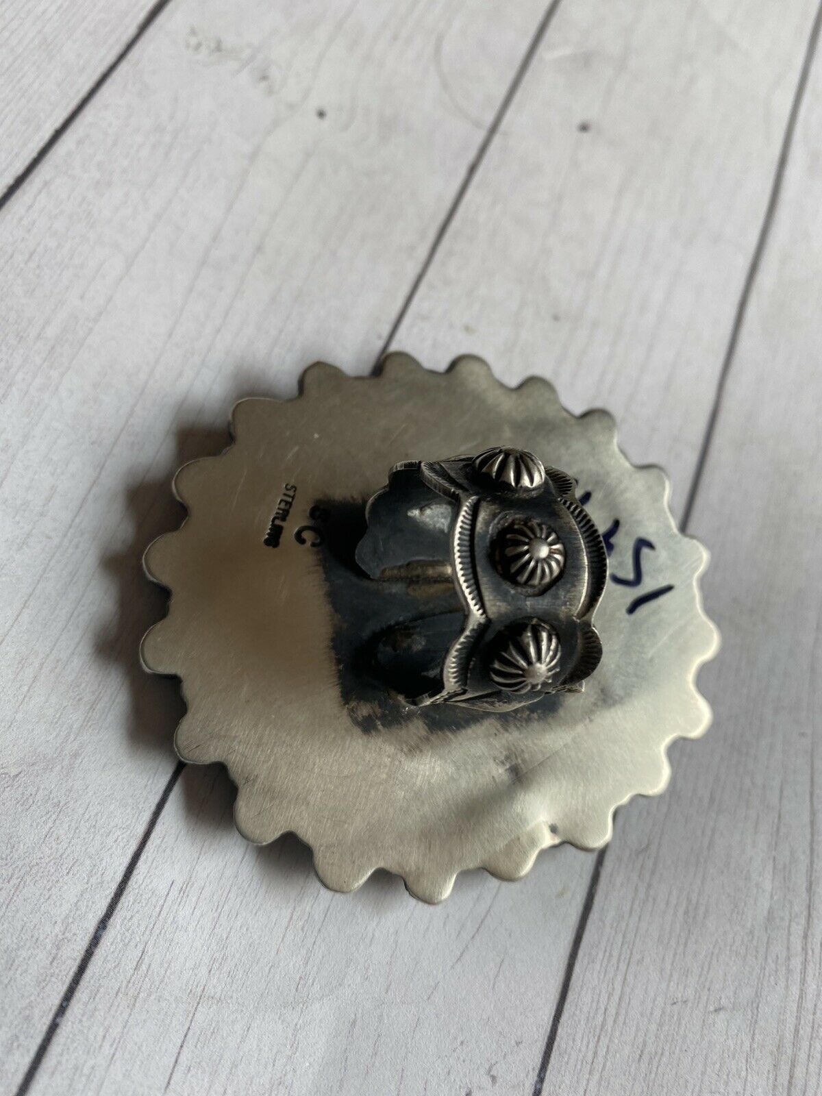 Shawn Cayatenito Sterling Silver Turquoise & Coral Statement Ring Size 8 Signed