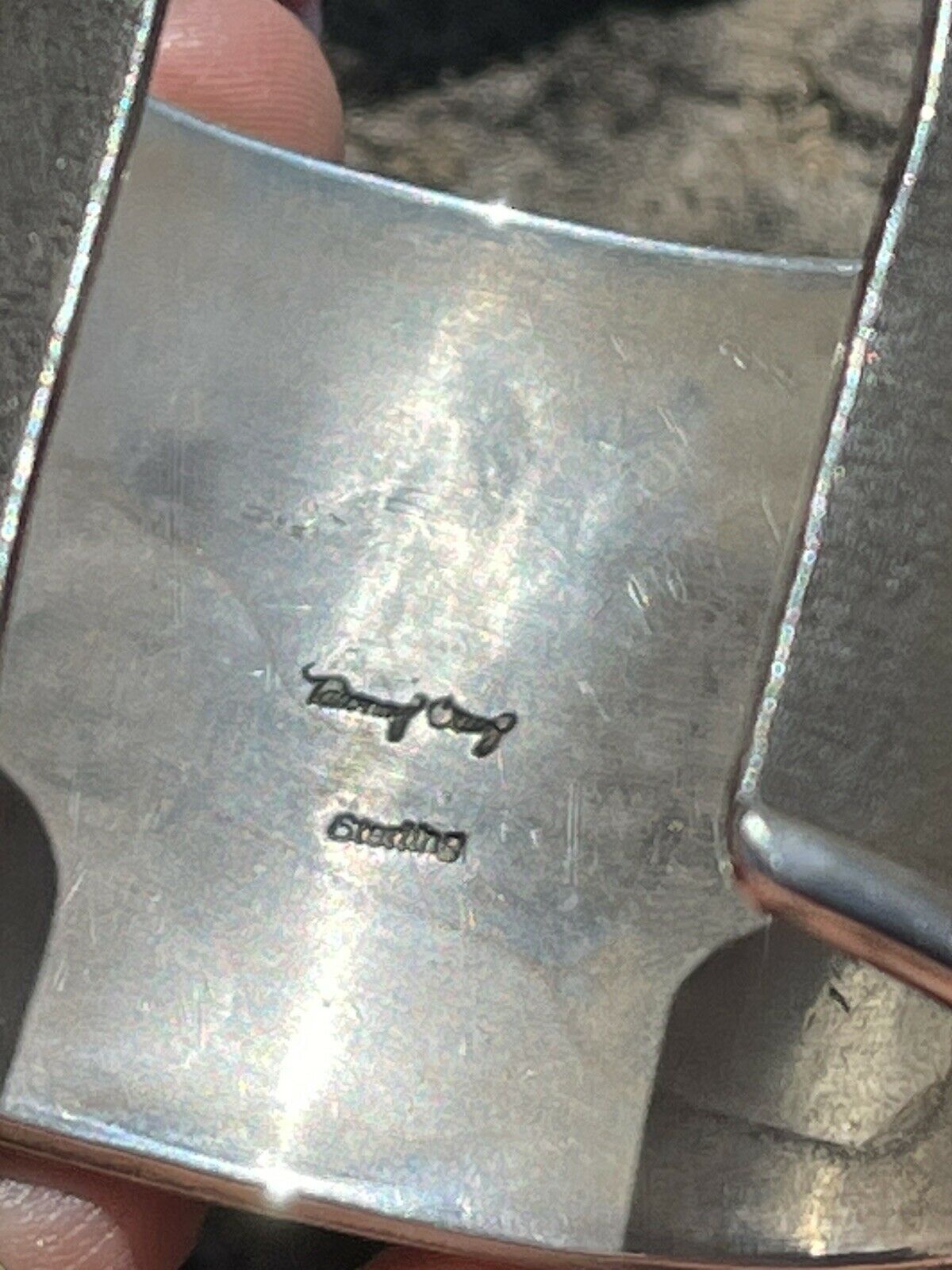 Handcrafted Sterling Silver Cross Bracelet Cuff With Turquoise Accent Stones Signed /