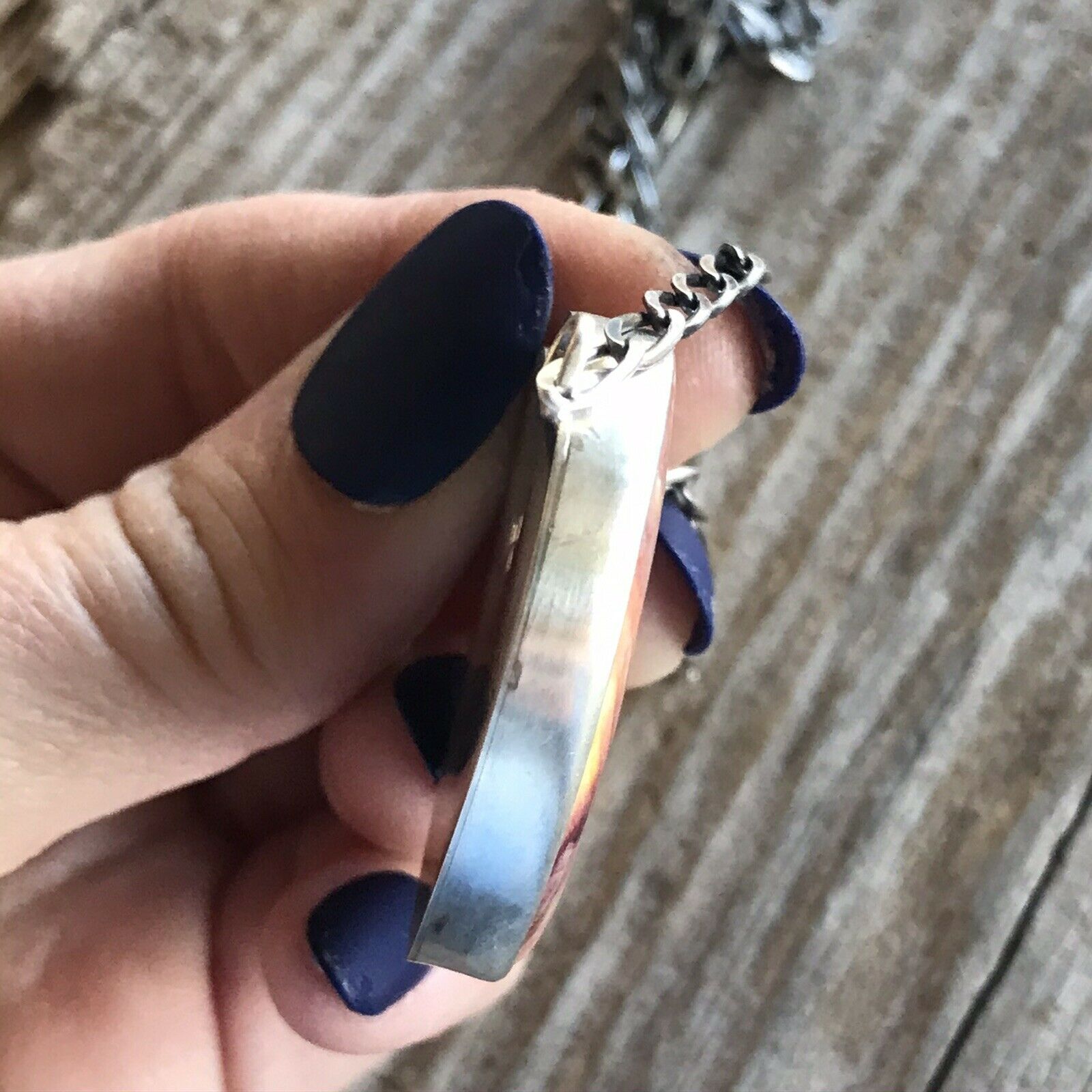 Handcrafted Purple Spiny And Sterling Silver Heart Necklace Signed