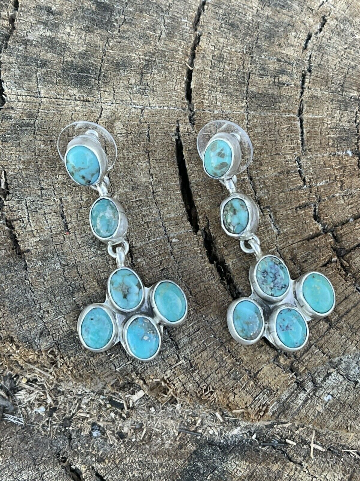 Handcrafted Sterling Silver Royston Turquoise Dangle Earrings