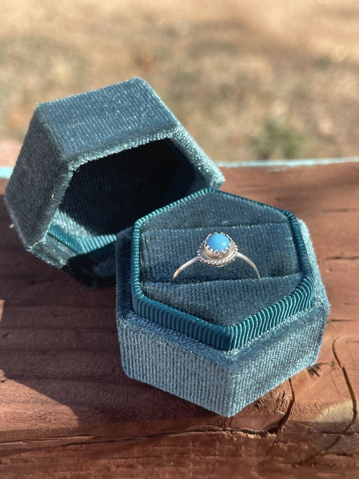Handcrafted Kingman Turquoise & Sterling Silver Dot Rings