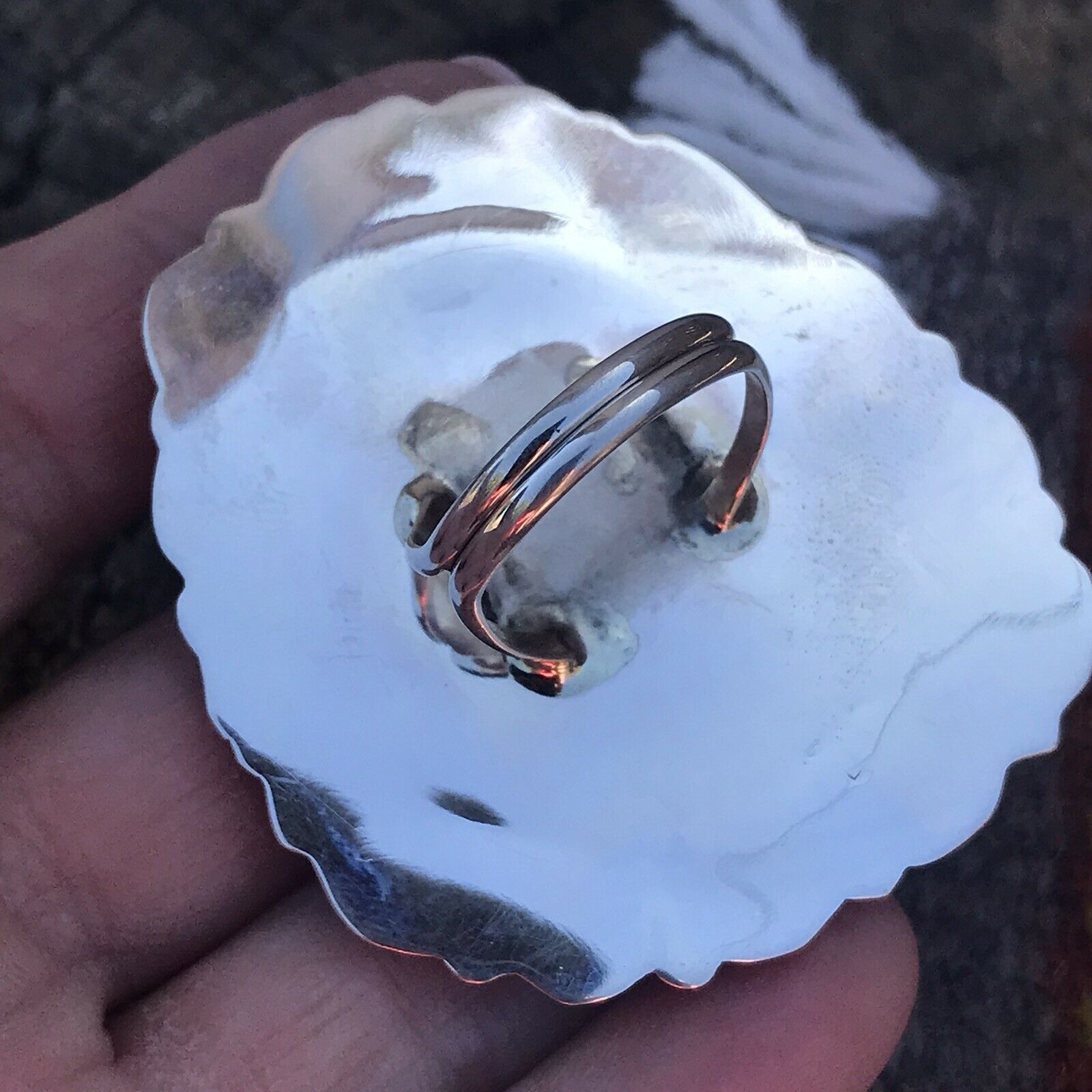 Handcrafted Cluster Turquoise Spiny Oyster Sterling Silver Ring Sz 8